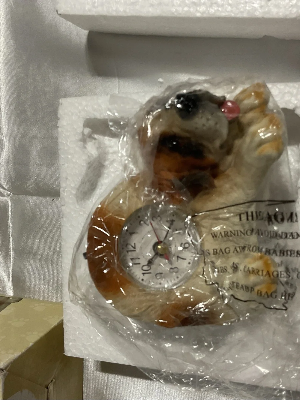 Critter Clock Saint Bernard Dog Alarm Clock - Beige Box